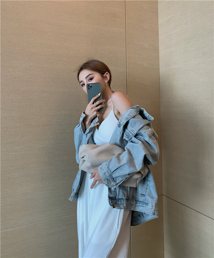 Retro light denim loose Korean jacket