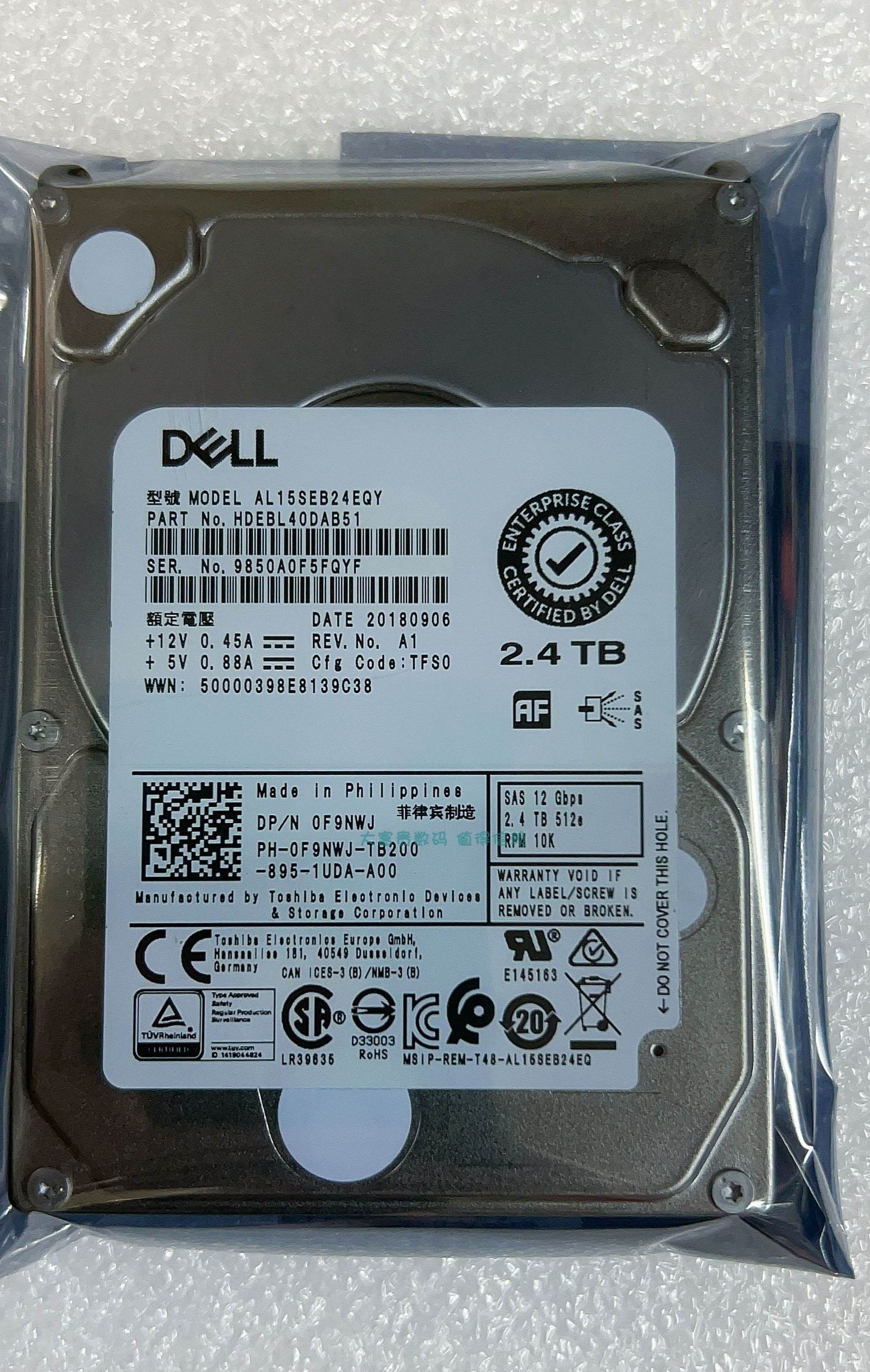 全新DELL东芝 2.4T SAS 10K 2.5 F9NWJ AL15SEB24EQY 0F9NWJ 硬盘图片