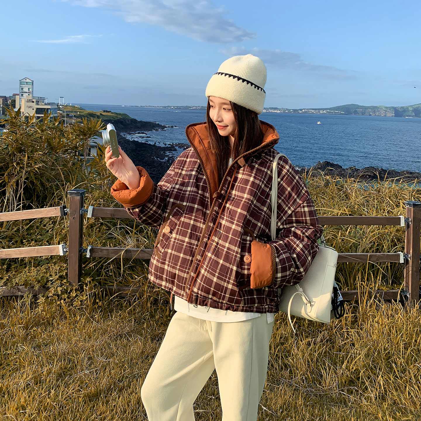 两面穿 格子设计感棉服2025冬女短款宽松加厚学生棉衣外套保暖