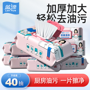 蓝漂40抽厨房清洁湿巾去油去污油烟机可用纸巾家用油污一擦净DT