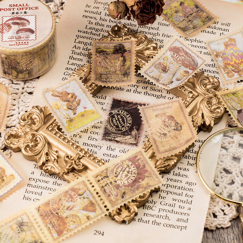 古风美好的一天烫金邮票模切胶带小小邮社系列创意手帐装饰贴画