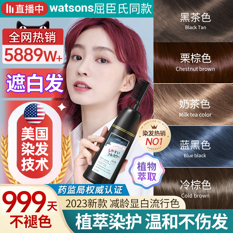 流行黑茶色女泡泡天然无刺激染发剂