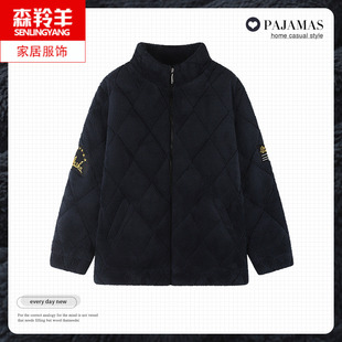 冬季夹棉单件睡衣女上装上衣三层加厚加绒棉袄外套珊瑚绒家居服女