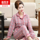 妈妈长袖 薄夹棉夹层家居服 中老年女冬加肥加大码 纯棉睡衣套装 秋季