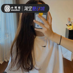 耐克NIKE 黑白T恤小钩勾子logo基础棉打底男女款短袖 CT2588-100
