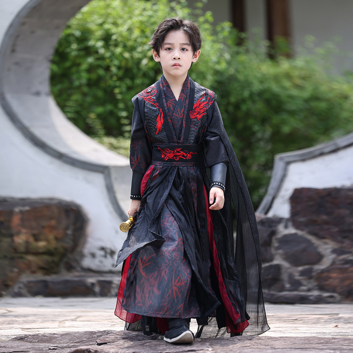 2025款男童黑色汉服古装中国汉服