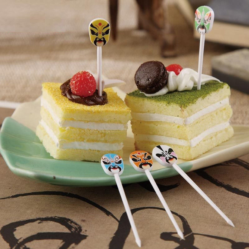 脸谱水果叉签创意儿童蛋糕叉剧脸谱水果叉蛋糕叉中国风礼品送老外