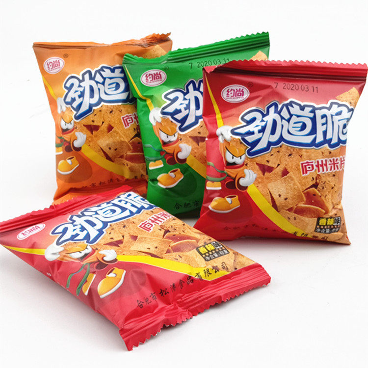 约尚劲道脆庐州米片锅巴香辣烧烤牛肉味零食点心小吃大米包邮