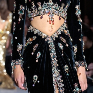 性感优雅黑丝绒手工彩钻晚礼服 新娘鱼尾婚纱敬酒服生日演出服