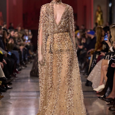 eliesaab金色华年重工法绣高定晚礼服 新娘披肩长裙生日宴演出服