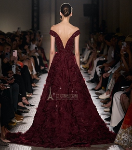 玫瑰花园酒红色鱼尾婚纱 新娘晚礼服敬酒订婚生日晚宴主持人演出