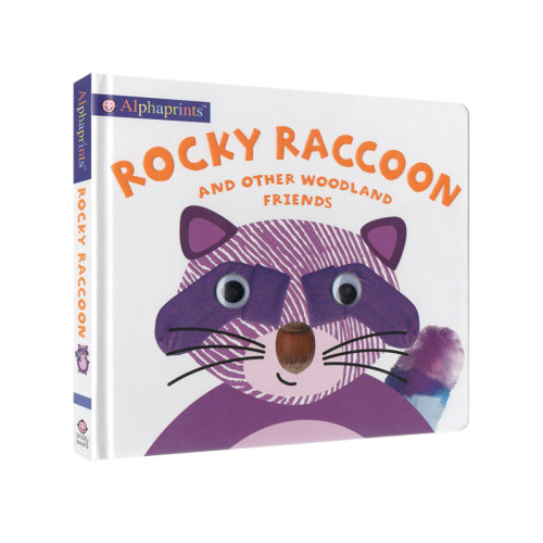 英文原版 Alphaprints Rocky Raccoon and other woodland friends 手指印儿童绘本图画书 图画图解 亲子互动纸板书 儿童启蒙