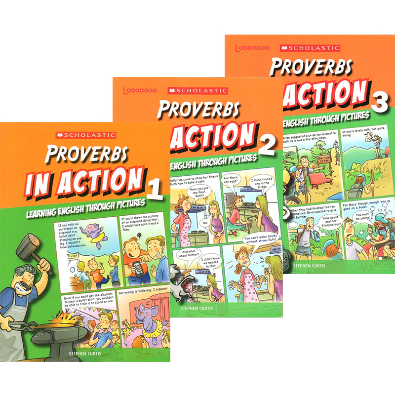谚语俗语 学乐出品 Scholastic In Action Proverbs 画里画外轻松学英语 3册漫画版图解英语 英文原版