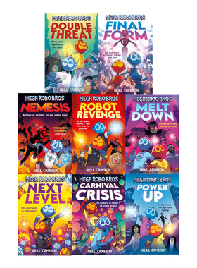 预售 英文原版 Mega Robo Bros 超级机器人兄弟 1-8册 英语儿童漫画 英语课外故事拓展阅读