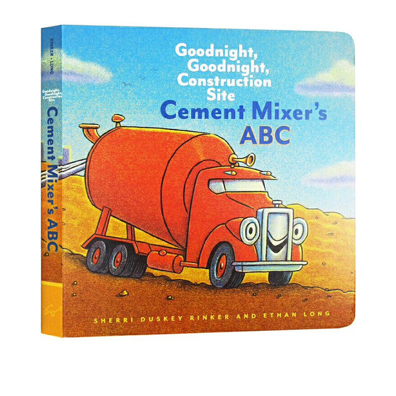 预售 英文原版 Goodnight, Goodnight, Construction Site Cement Mixer's ABC 纸板书 晚安工地上的车系列