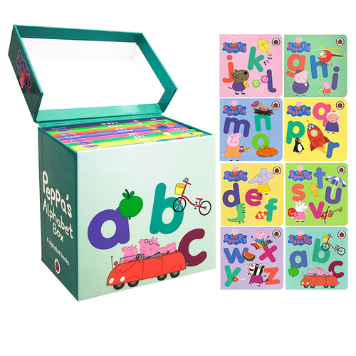 粉红猪小妹 Peppa Alphabet Box 8册盒装 粉红猪小妹 字母学习 启蒙认知 纸板书 英文原版 幼儿启蒙 小猪佩奇 Peppa Pig