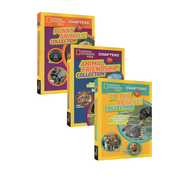 美国国家地理初级章节书3册9故事National Geographic Kids Chapter Funny Animals/To the Rescue 英文原版少儿动物科普分级读物