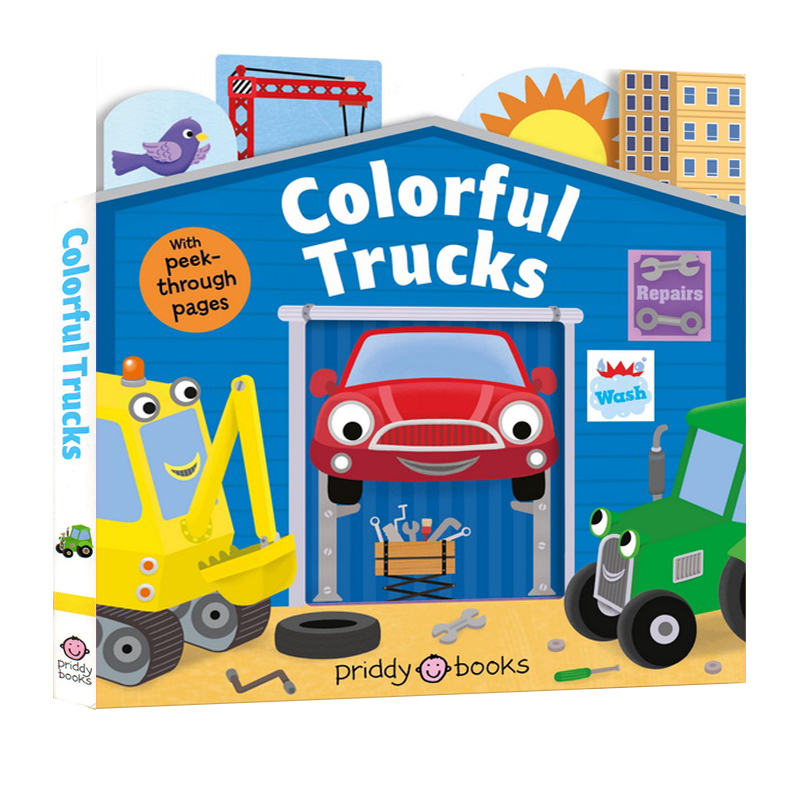 【自营】英文原版 Tiny Tots Peep-Through:Colorful Trucks 颜色认知 交通工具 纸板书 低幼互动认知绘本 Roger Priddy