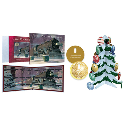 预售 英文原版 极地特快 豪华纪念版 The Polar Express: Christmas Countdown Deluxe Gift Set 内含倒计时日历 立体圣诞树等