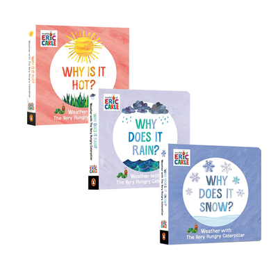 英文原版 Eric Carle 艾瑞卡尔 Very Hungry Caterpillar Why Does It Snow/Rain/Hot? 3册  纸板书 天气季节知识绘本