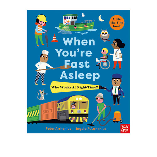 英文原版 When You're Fast Asleep-Who Works At Night-Time 大开本精装翻翻书 大嘴鸟出品 Nosy Crow