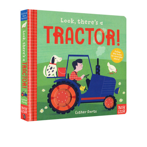 英文原版 Look, There's a Tractor! 趣味洞洞纸板书 Follow The Holes 儿童益智早教绘本 Esther Aarts