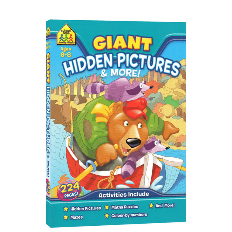 6-8岁隐藏图画练习 School Zone Giant Hidden Pic School Zone Giant Hidden Pictures and More Workbook 儿童图画练习册