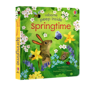 预售 英文原版 Usborne Peep Inside springtime 纸板书 偷偷看里面系列 儿童启蒙纸板机关翻翻书 尤斯伯恩幼儿科普绘本