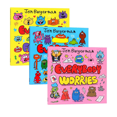 牛津精品绘本3册 人人都有身体/情绪/焦虑 英文原版 Jon Burgerman Everybody Three Books Pack 儿童情绪主题 涂鸦风格 趣味故事