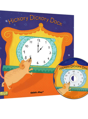 英文原版 附CD  Hickory Dickory Dock 大开本洞洞书 韵文童谣 Child's Play 系列英语儿童时间启蒙认知 图画故事绘本