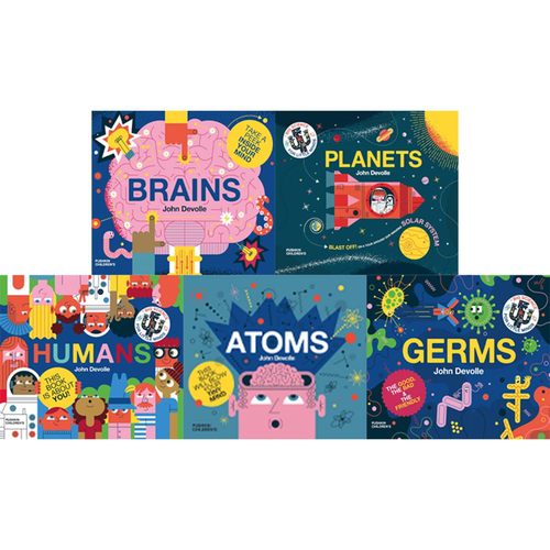 英文原版 小脑袋大科学 5册 绘本合售 Humans/Brains/Germs/Planets/Atoms 儿童知识科普启蒙 全彩图画书 John Devolle