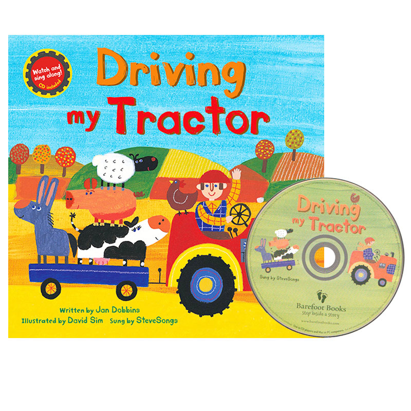 英文原版绘本 Driving My Tractor 拖拉机 附CD 交通工具启蒙 经典英文儿歌图画故事书 幼儿语感启蒙童谣