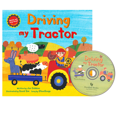 英文原版绘本 Driving My Tractor 拖拉机 附CD 交通工具启蒙 经典英文儿歌图画故事书 幼儿语感启蒙童谣