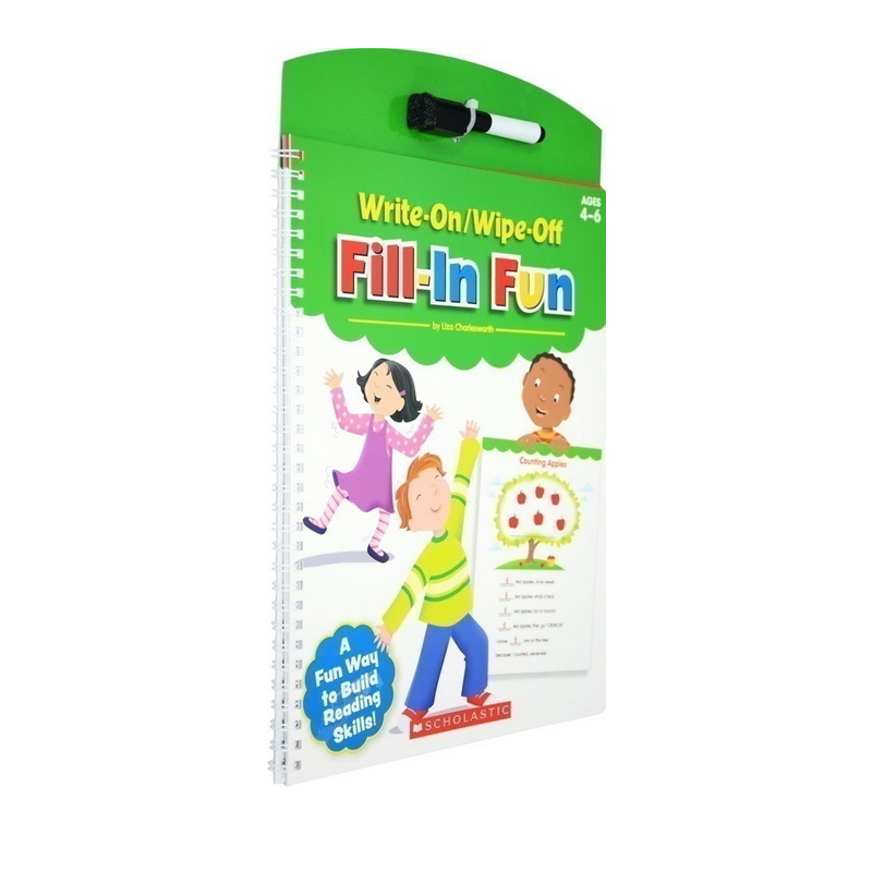 英文原版 Write-On/Wipe-Off Fill-In Fun 学乐家庭英文重复擦写练习册赠笔