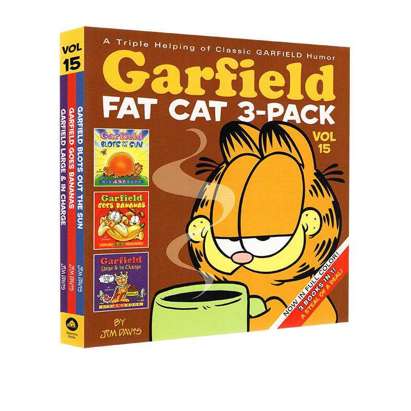 加菲猫漫画三合一 合订本15 Garfield Fat Cat 3 Pack 15 英文原版 经典趣味幽默漫画 儿童课外阅读图画故事书 Jim Davis
