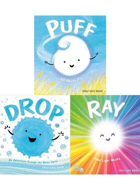 英文原版 Puff/Drop/Ray 空气/水循环/光是如何工作 3册精装 少儿科普绘本图画书 知识类读物 环保主题