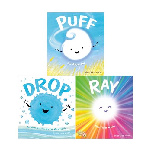 预售 英文原版 Puff/Drop/Ray 空气/水循环/光是如何工作 3册精装 少儿科普绘本图画书 知识类读物 环保主题