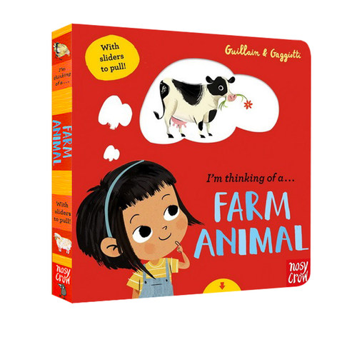 英文原版 I'm Thinking of a Farm Animal 我在想农场里的动物 纸板操作书 儿童英语启蒙认知绘本