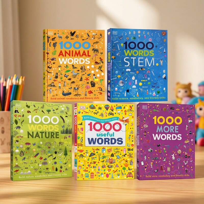 英文原版 DK词典 1000 Useful Words/Nature/STEM 入门词汇图解认知1000词 精装5册 儿童阅读写作技能提升书 插图字典词典