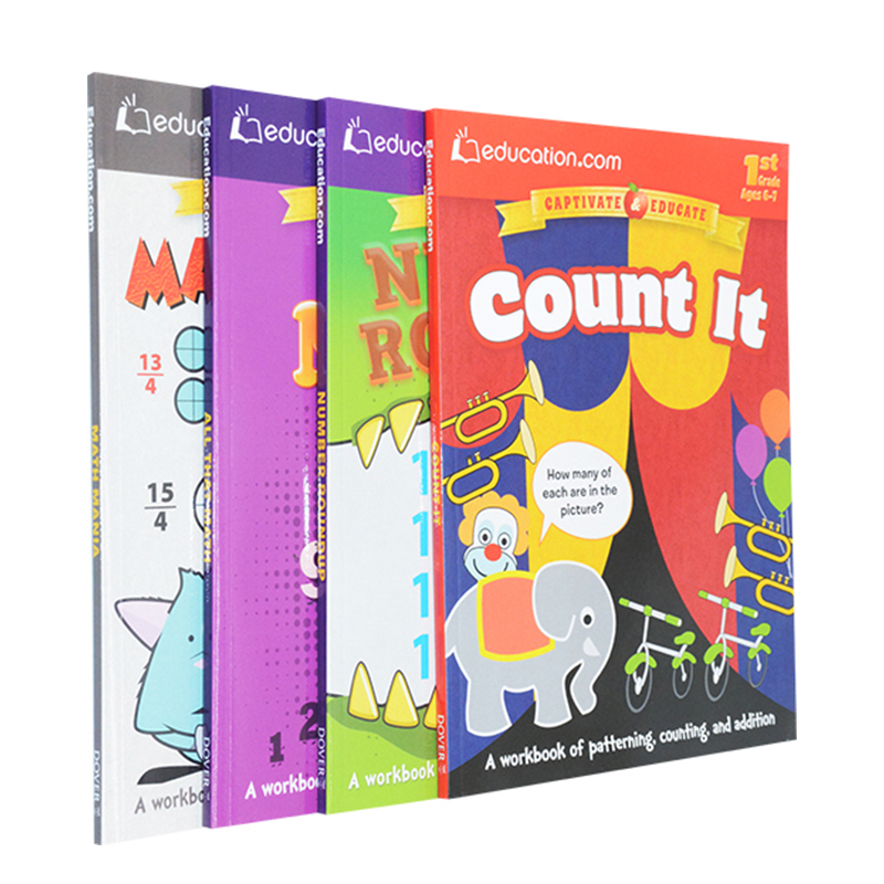 英文原版 Captivate Educate系列 Education.com美国小学数学教育教辅练习书4册本 1-4年级