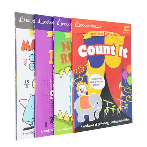 英文原版 Captivate Educate系列 Education.com美国小学数学教育教辅练习书4册本 1-4年级