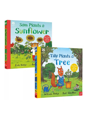 英文原版 Tilly Plants a Tree/Sam Plants a Sunflower 2册 精装附带立体页 自然生态科普启蒙绘本 咕噜牛作者