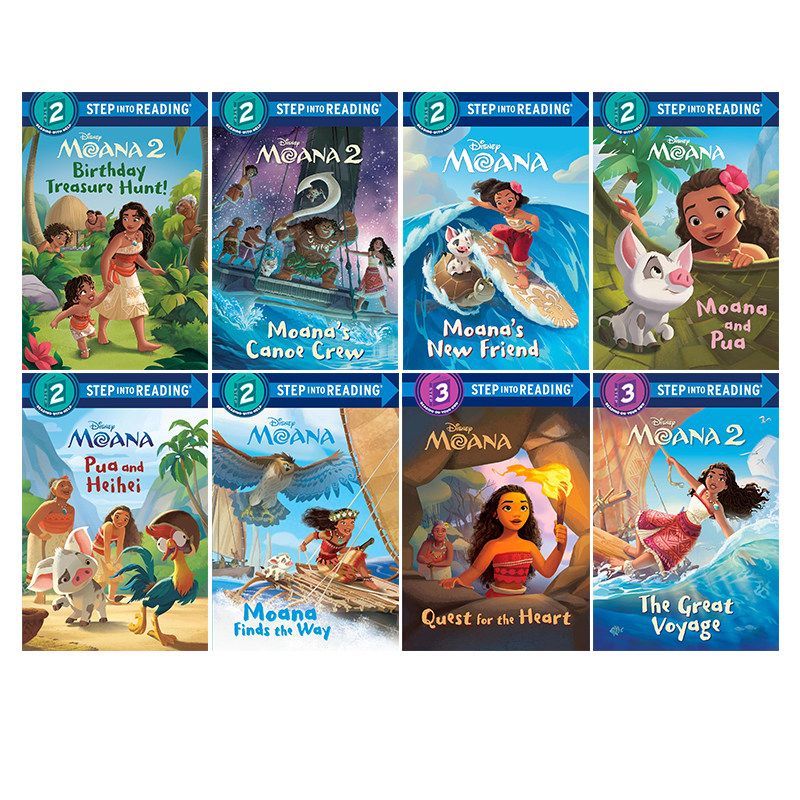 预售 英文原版 Disney Moana 海洋奇缘 Step into Reading L2 L3 8册 分级阅读 4-6 岁英语启蒙绘本 莫阿娜冒险故事 幼儿英语启蒙