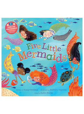 英文原版 Five Little Mermaids 五只小美人鱼 韵文与歌谣 附音频视频 亲子互动学习 Sing Along With Me