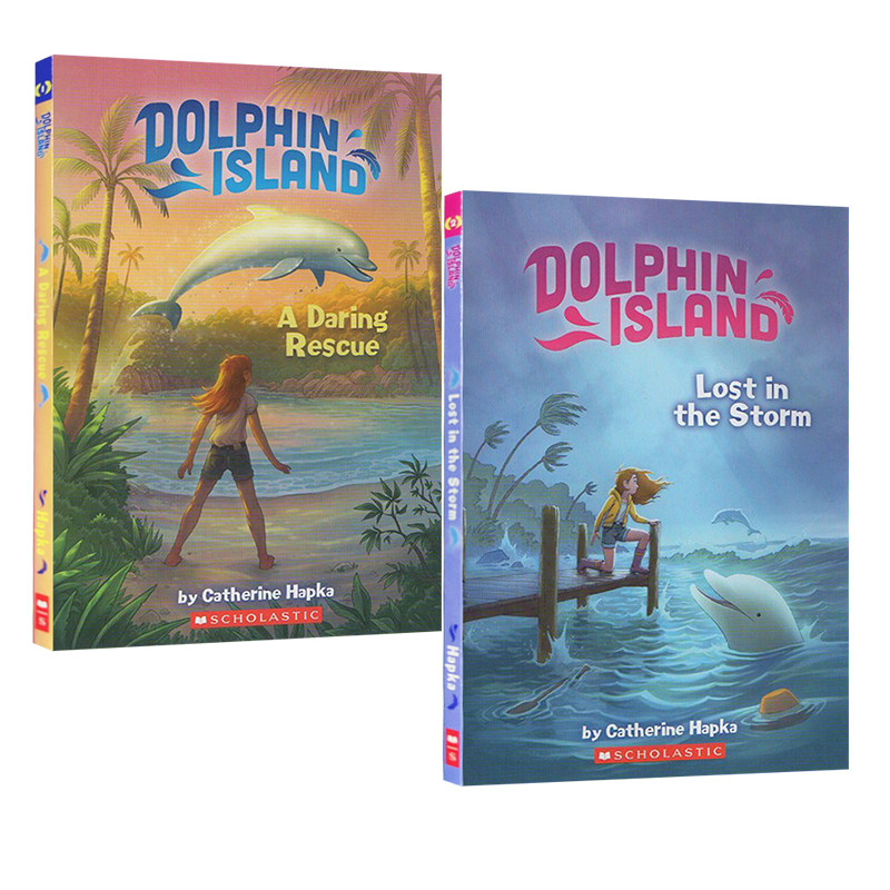 英文原版 Dolphin Island Daring Rescue/Lost in the Storm 2册  友谊 冒险小说 少儿英文课外故事 章节书