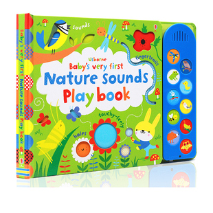 预售 英文原版 Usborne Baby's very first Nature sounds Playbook 纸板触摸发音书 儿童启蒙认知益智读物