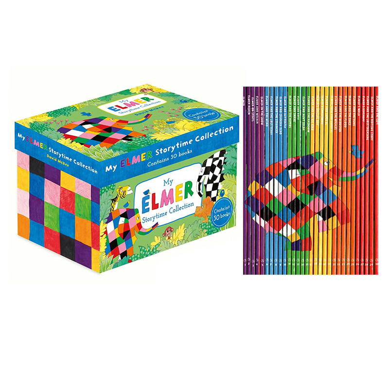英文原版 My Elmer Storytime Collection 我的花格子大象艾玛 30册礼盒装  故事时光合集 David John McKee