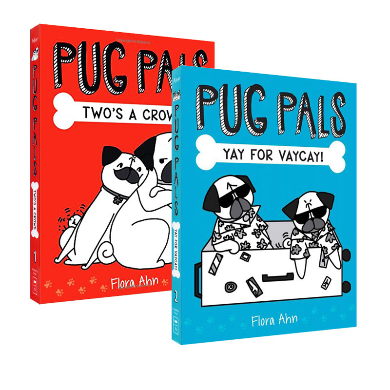 英文原版 Pug Pals系列 哈巴狗朋友 精装 2册合售 小生英语提升课外阅读读物 字母大插图多