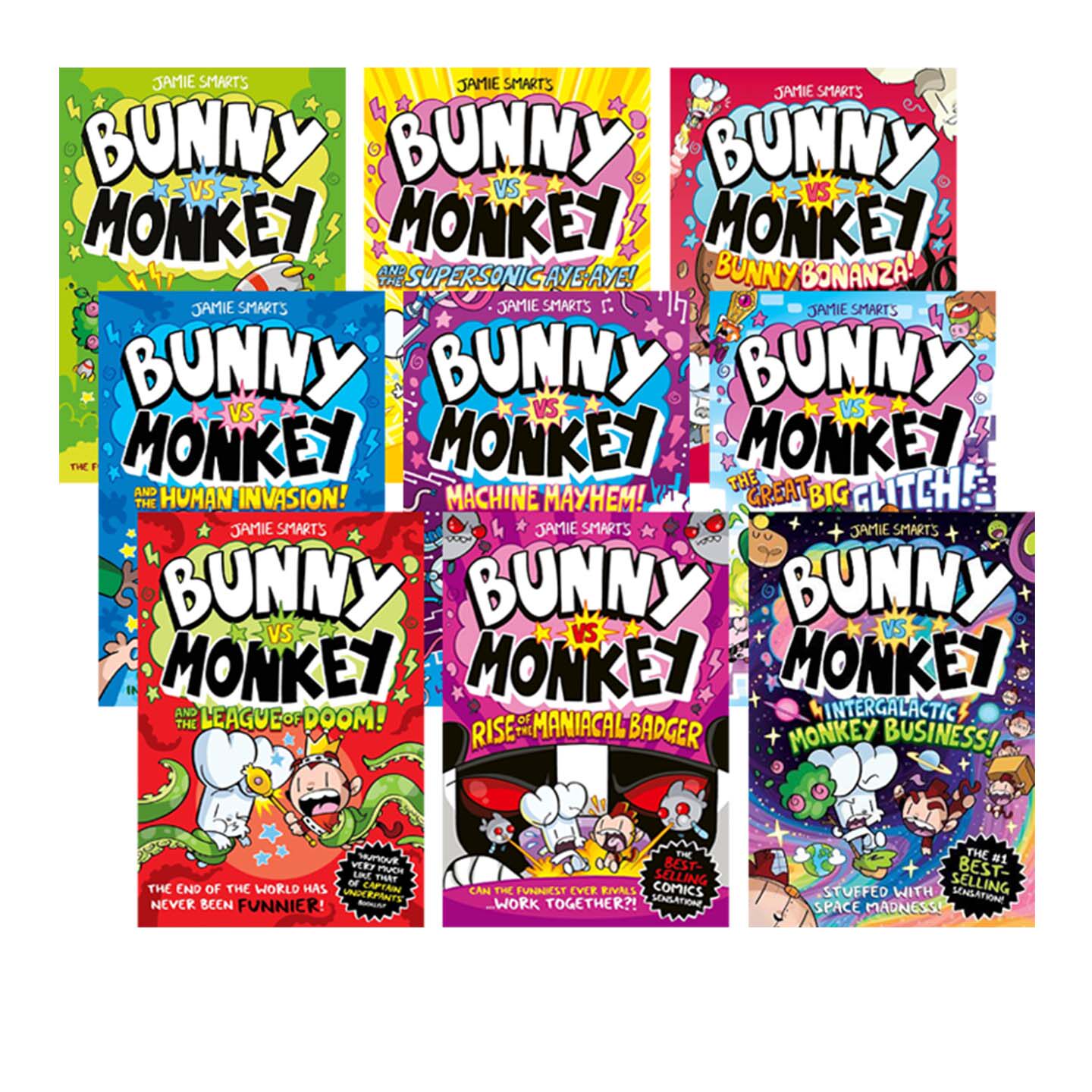 兔子大战猴子系列 Bunny vs Monkey 儿童漫画 Donut Squad 甜甜圈小队 Jamie Smart 7-9岁英语读物 英文原版 幽默搞笑故事集