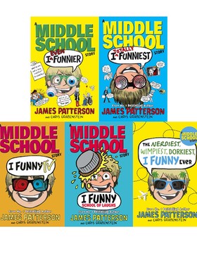 英文原版 Middle School 姐妹篇 I Funny 撞墙吐槽日记 5册合售 儿童章节桥梁小说书 James Patterso